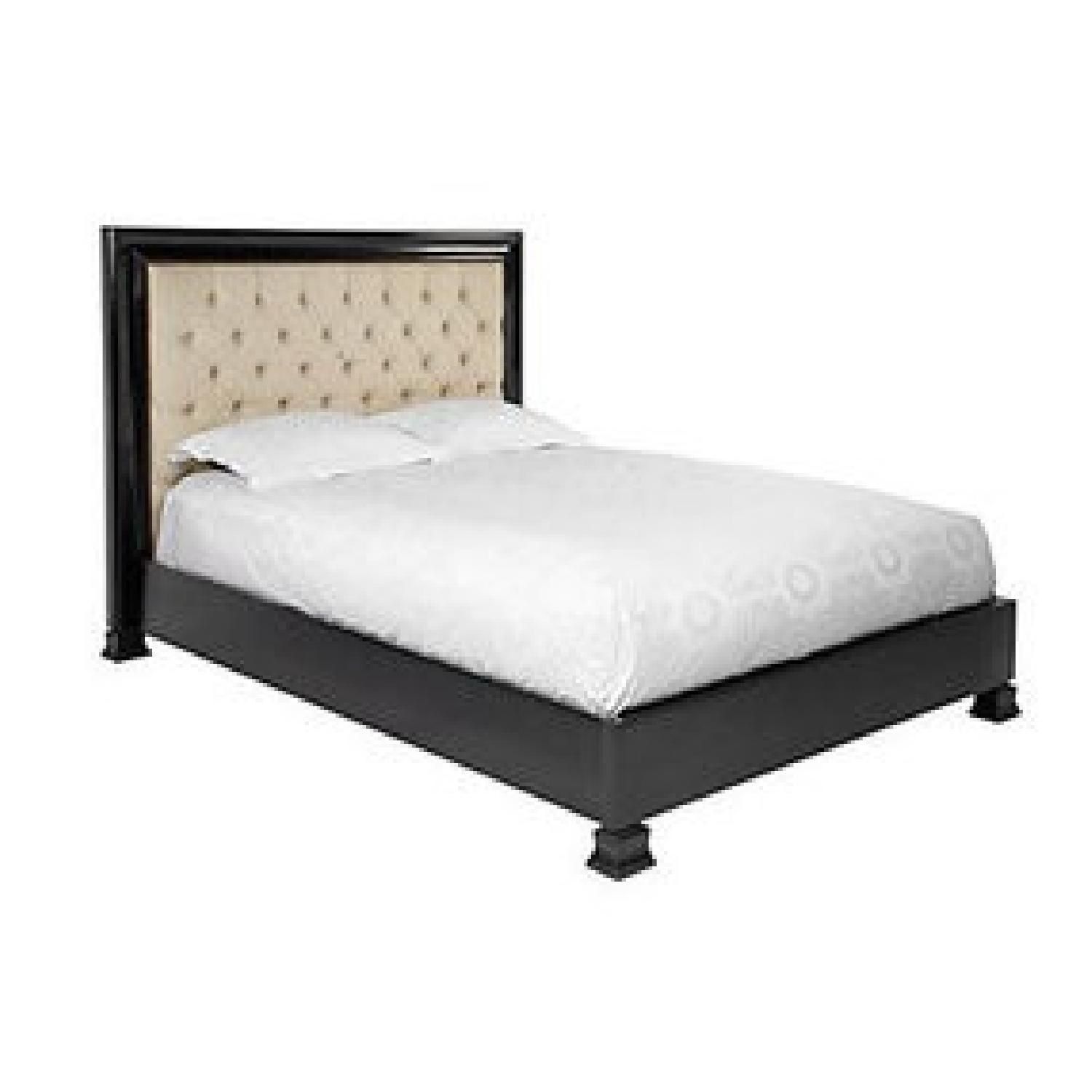 Z Gallerie Rafael Oyster Bed Frame w/ Tufted Headboard