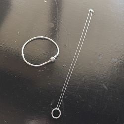 1/2 carat diamond necklace and pandora bracelet