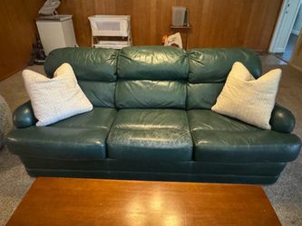 Genuine Green Leather Couch