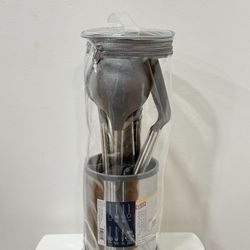 8pcs Kitchen Sets- Nonstick Cooking Tools with Stainless Steel Handles & Rotating Utensil Holder 