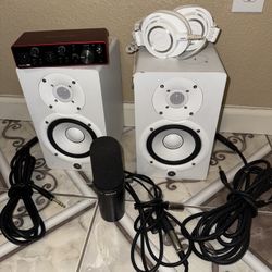 Recording Studio Speakers, Headphones, and Microphone 