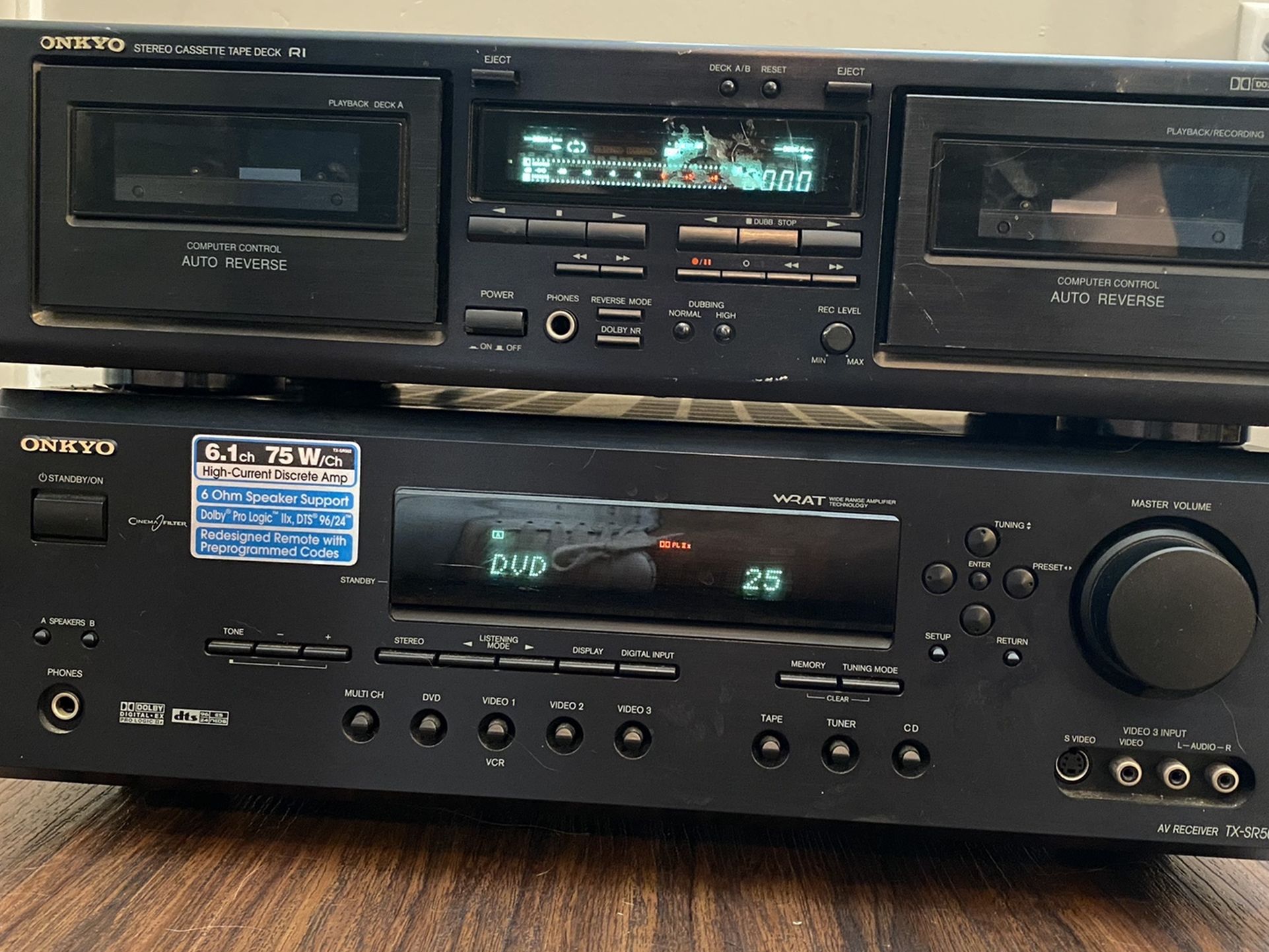 Onkyo Stereo Receiver & Cassette Deck Bundle - Tx-Sr502 & Ta-Rw311