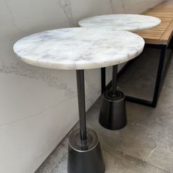 Round Marble Side Tables (2 Available)