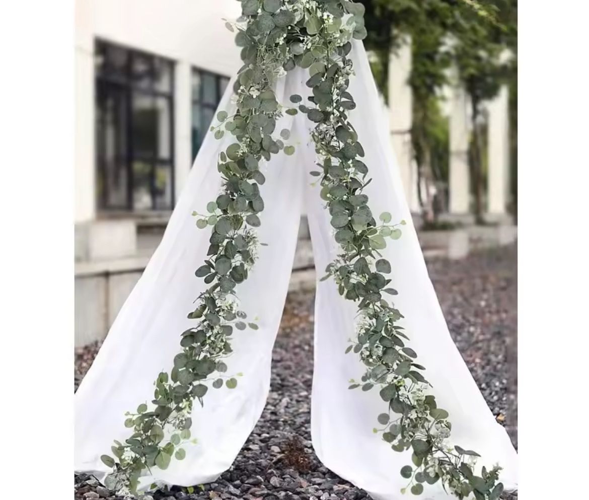 8 Pcs /Artificial Eucalyptus Vine Plant Real Texture Fake Green Hanging Plant Wedding Courtyard Garden Home Party Wall Decoration