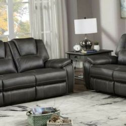 Charcoal Grey Reclining Sofa & Loveseat Set - BRAND NEW IN BOXES