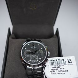 Bulova Men's Watch High Precision Chronograph Grey Dial Silver Bracelet 96B372