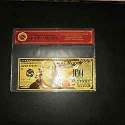 24K Gold Certified $100.00 Banknote.