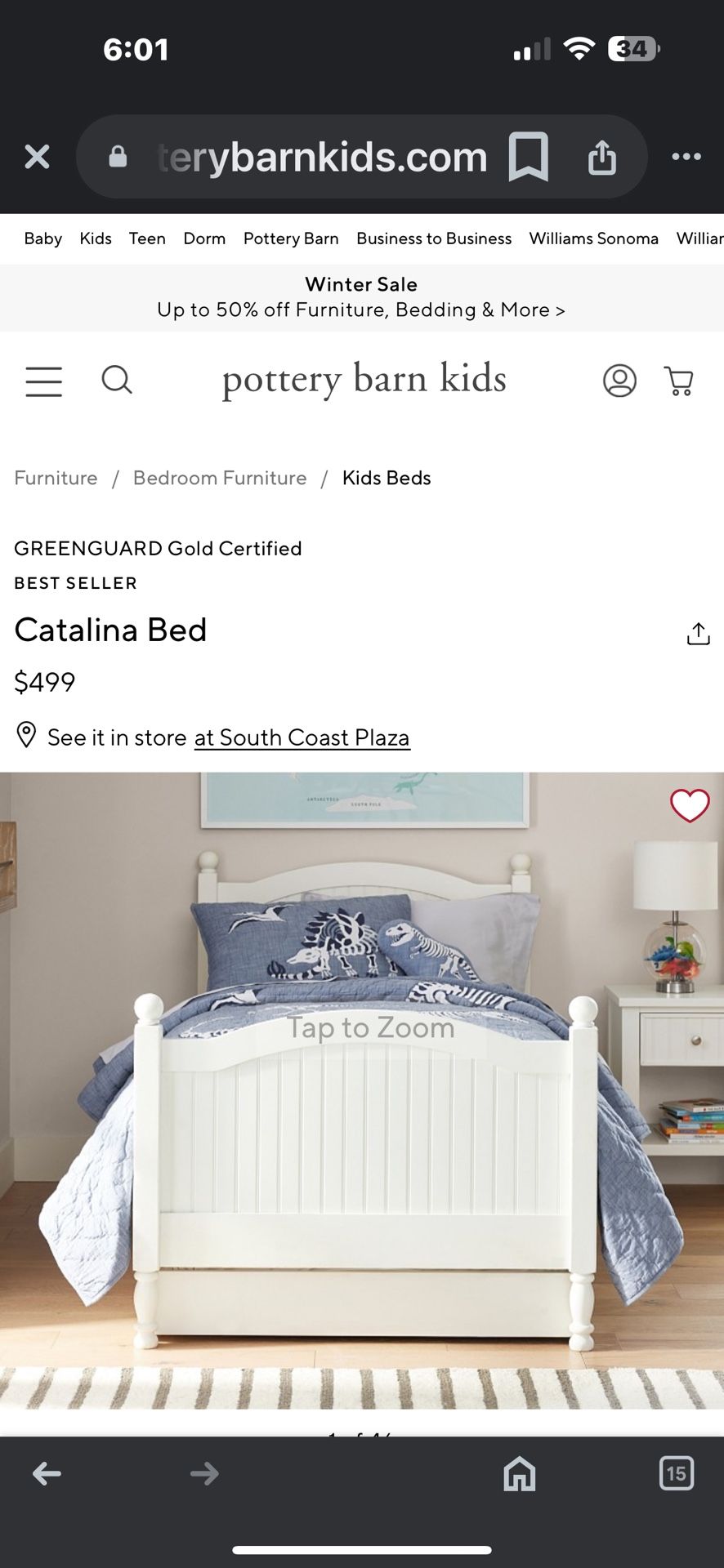 Pottery Barn, Catalina, Twin Trundle Bed In Heritage Walnut Finish