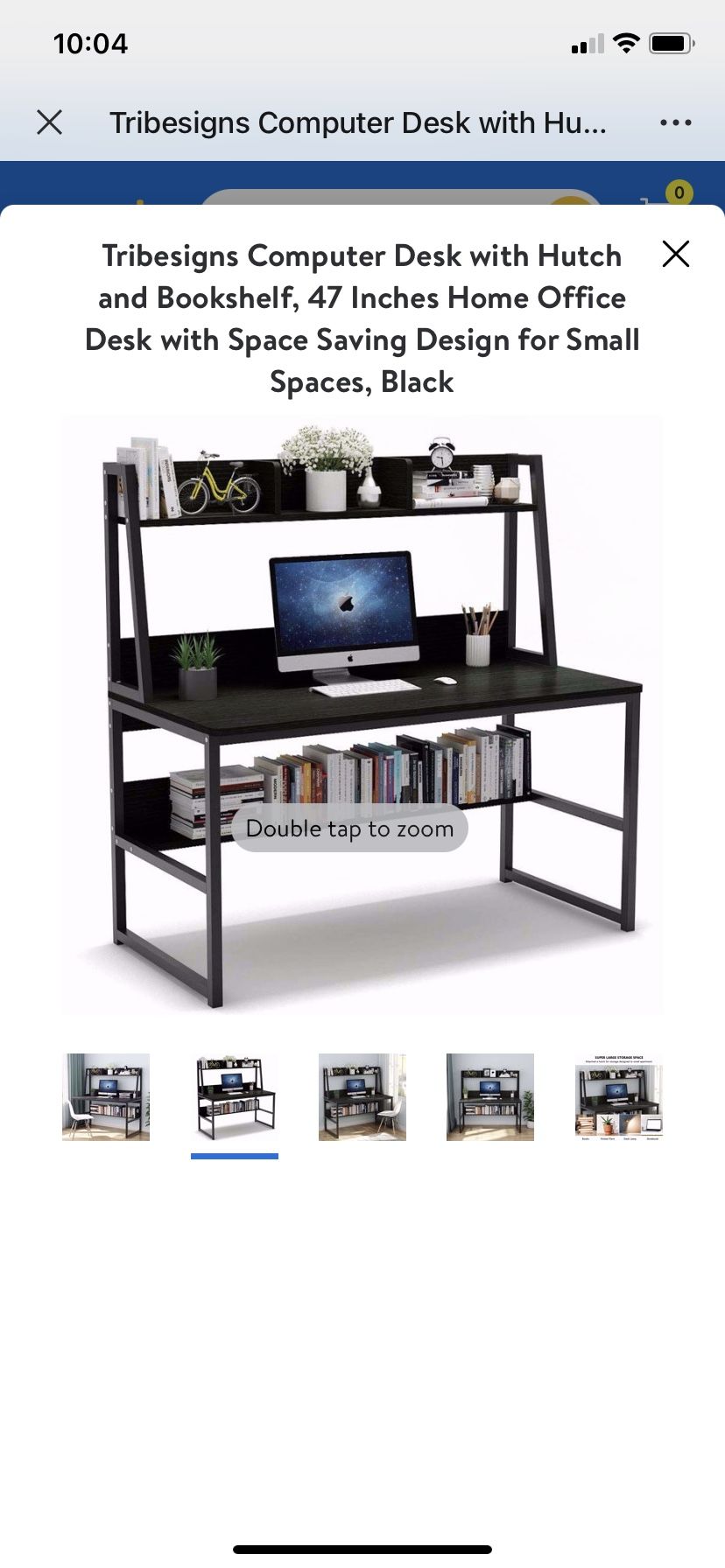 (New) Tribesigns Computer Desk with Hutch and Bookshelf, 47 Inches Home Office Desk with Space Saving Design for Small Spaces, Black