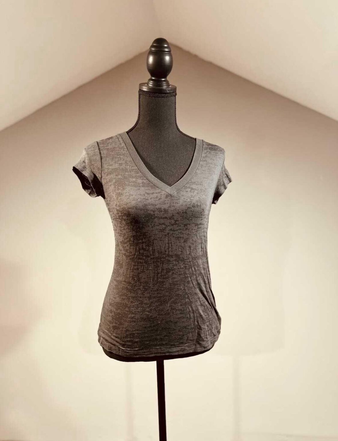 Small Gray V Neck T Shirt