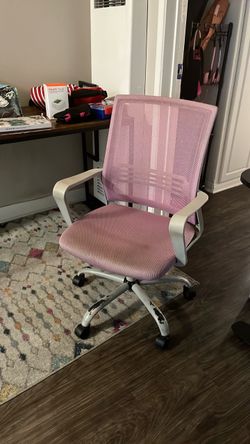 Pink Mesh Office Chair with White Frame