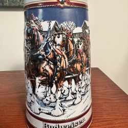 Budweiser 1989 Christmas Beer Mug