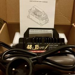 48 Volt 15 Amp Golf Cart Battery Charger for Club Car with 3-Pin Round Plug, Upgraded IP67 Waterproo