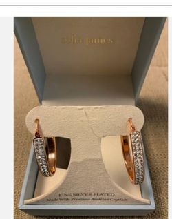 Sofia James Swarovski Crystal Hoop Earrings Rose Gold Plated NIB