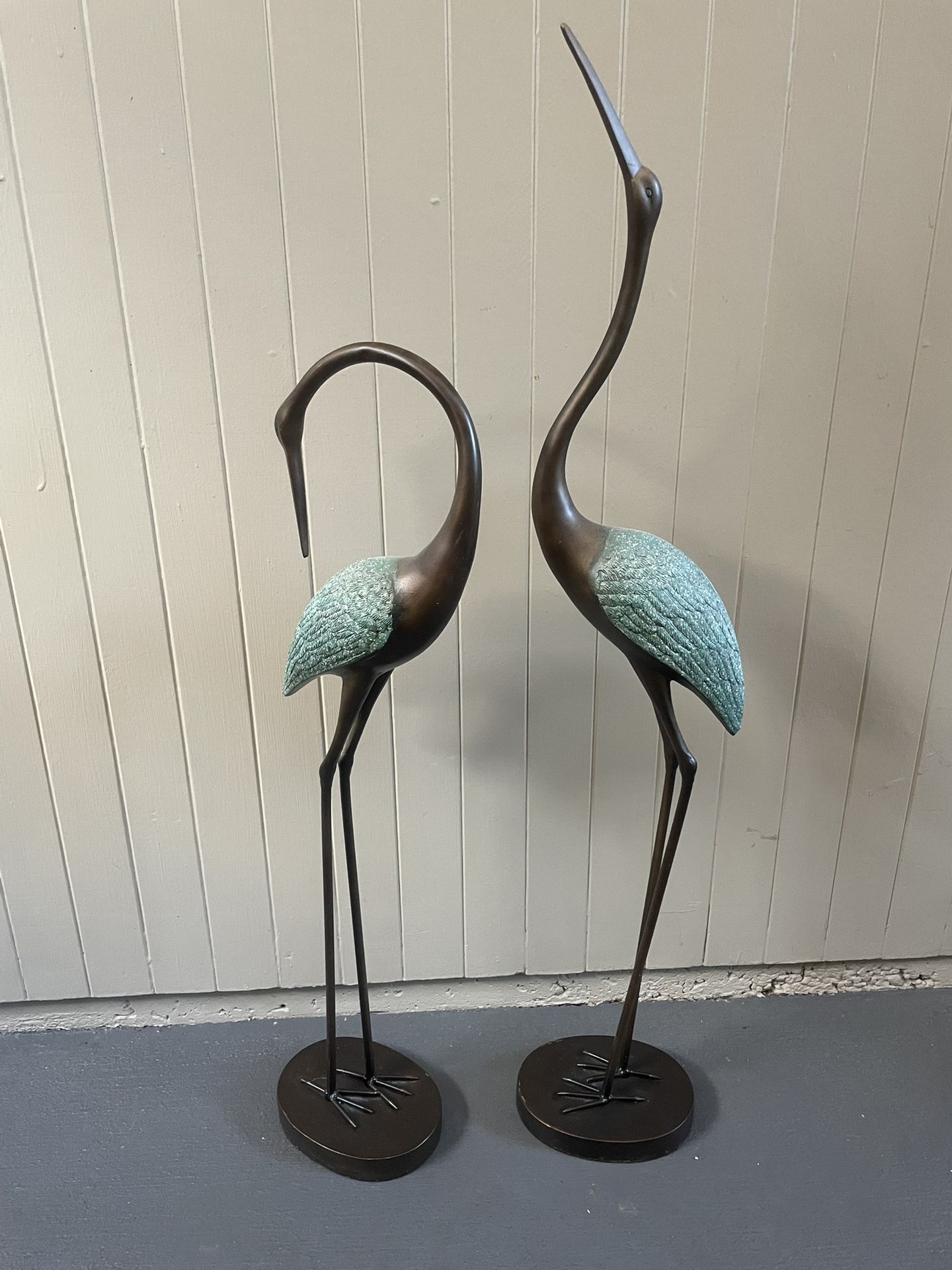 Heron Crane Statues a Set of 2 Beautiful Blue Body Cranes
