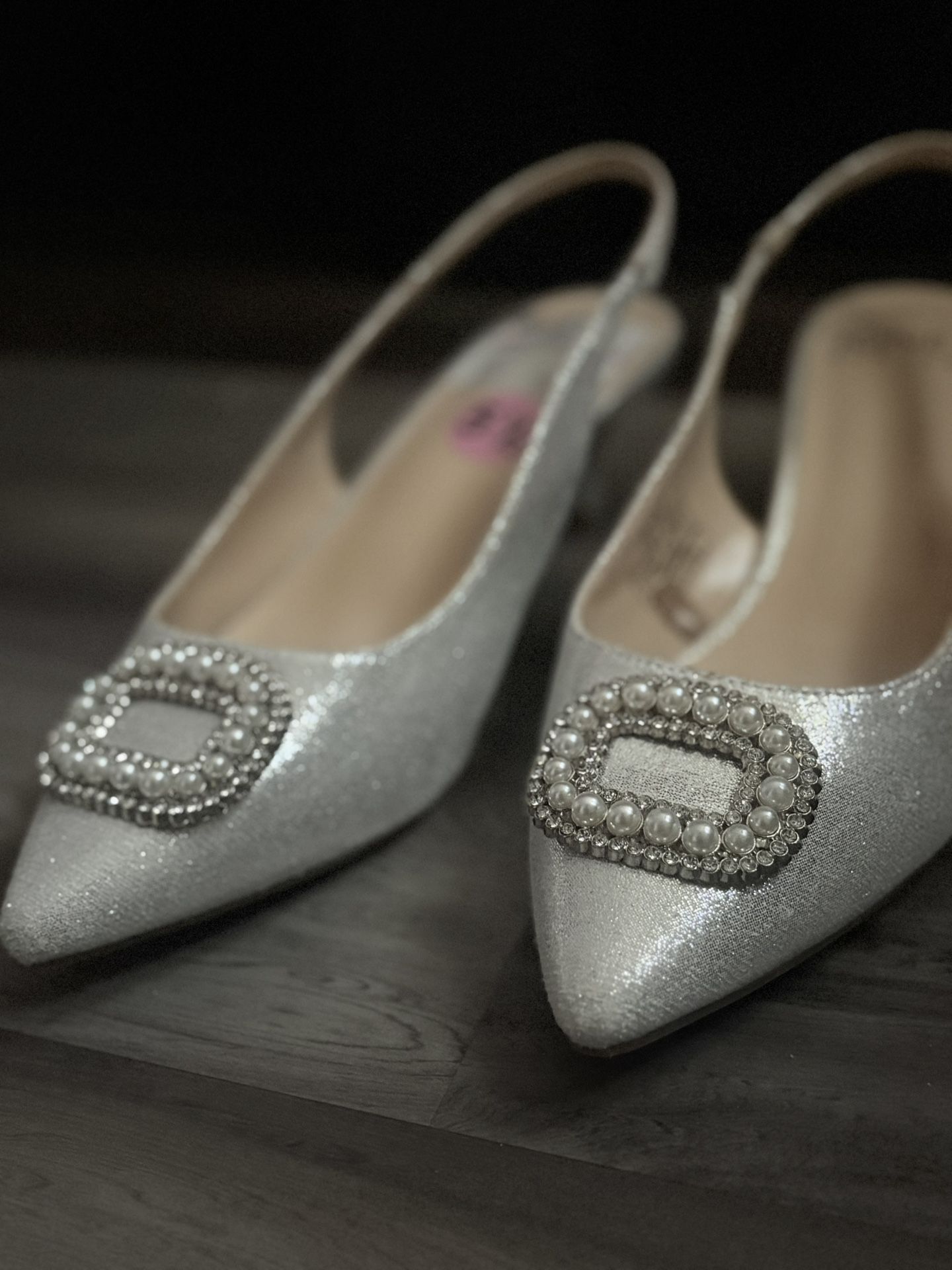 Glitter slingback heels