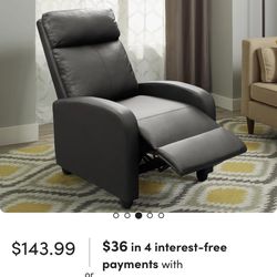 Black Faux Leather Lightweight Recliner 