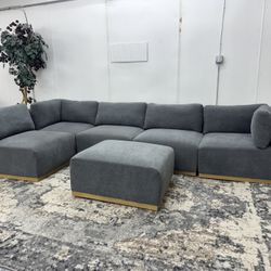 Sectional Couch – Gorgeous Gray 6-Piece Modular Mid Century Modern Sofa – Same Day Delivery