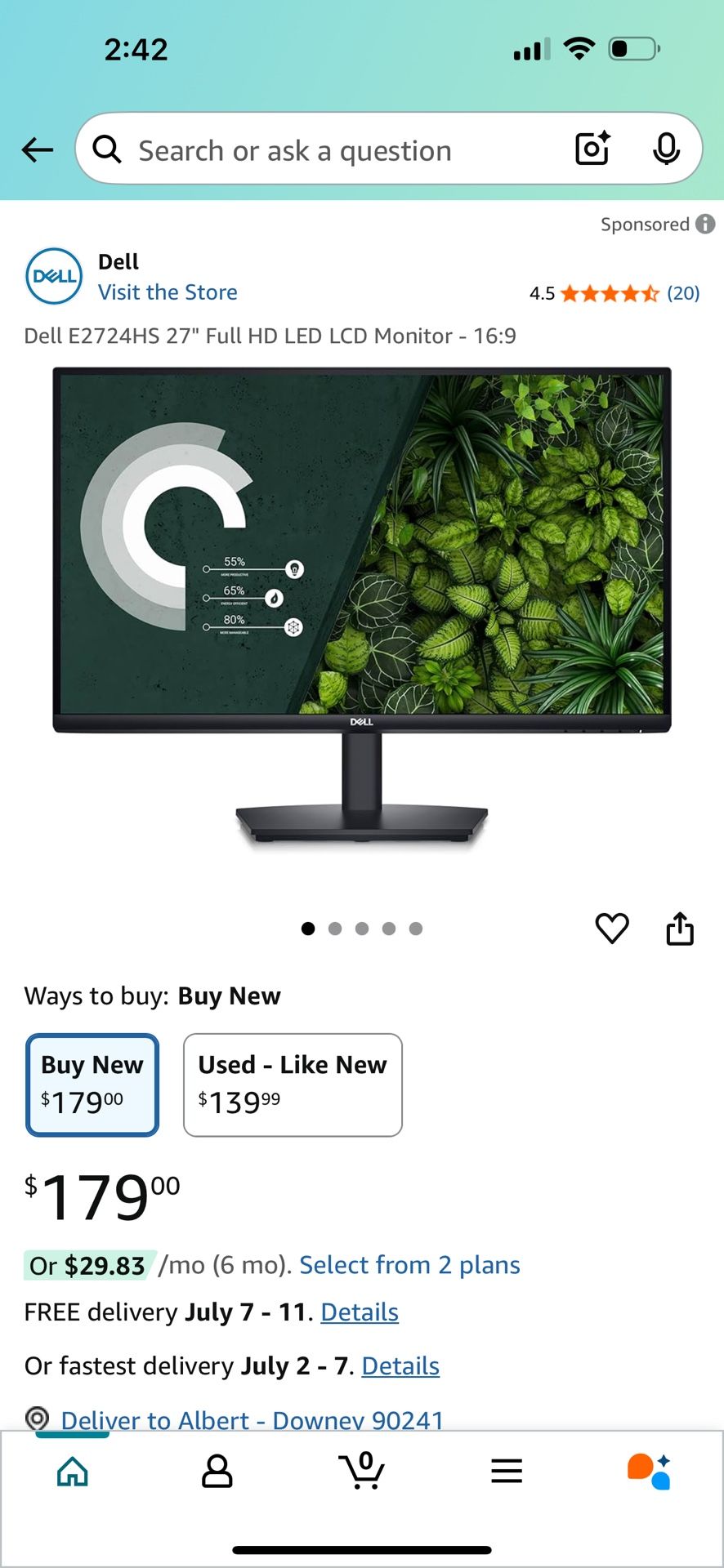 Dell 27” 27 Inch Monitor Monitors
