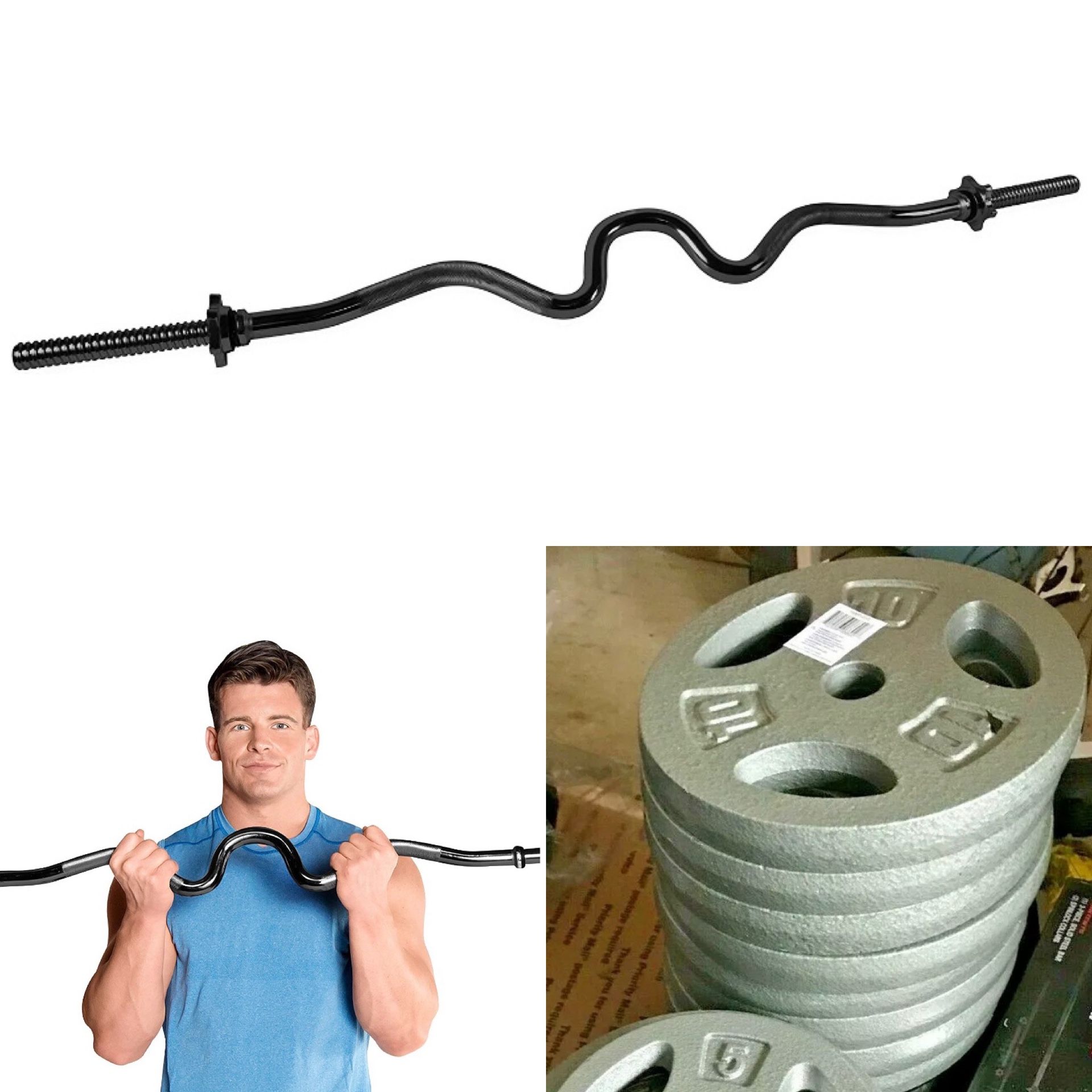 CAP Standard Super Curl bar and 60lbs of weight
