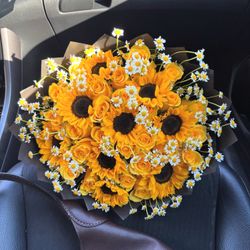 Roses And Sunflowers Bouquet 💐 