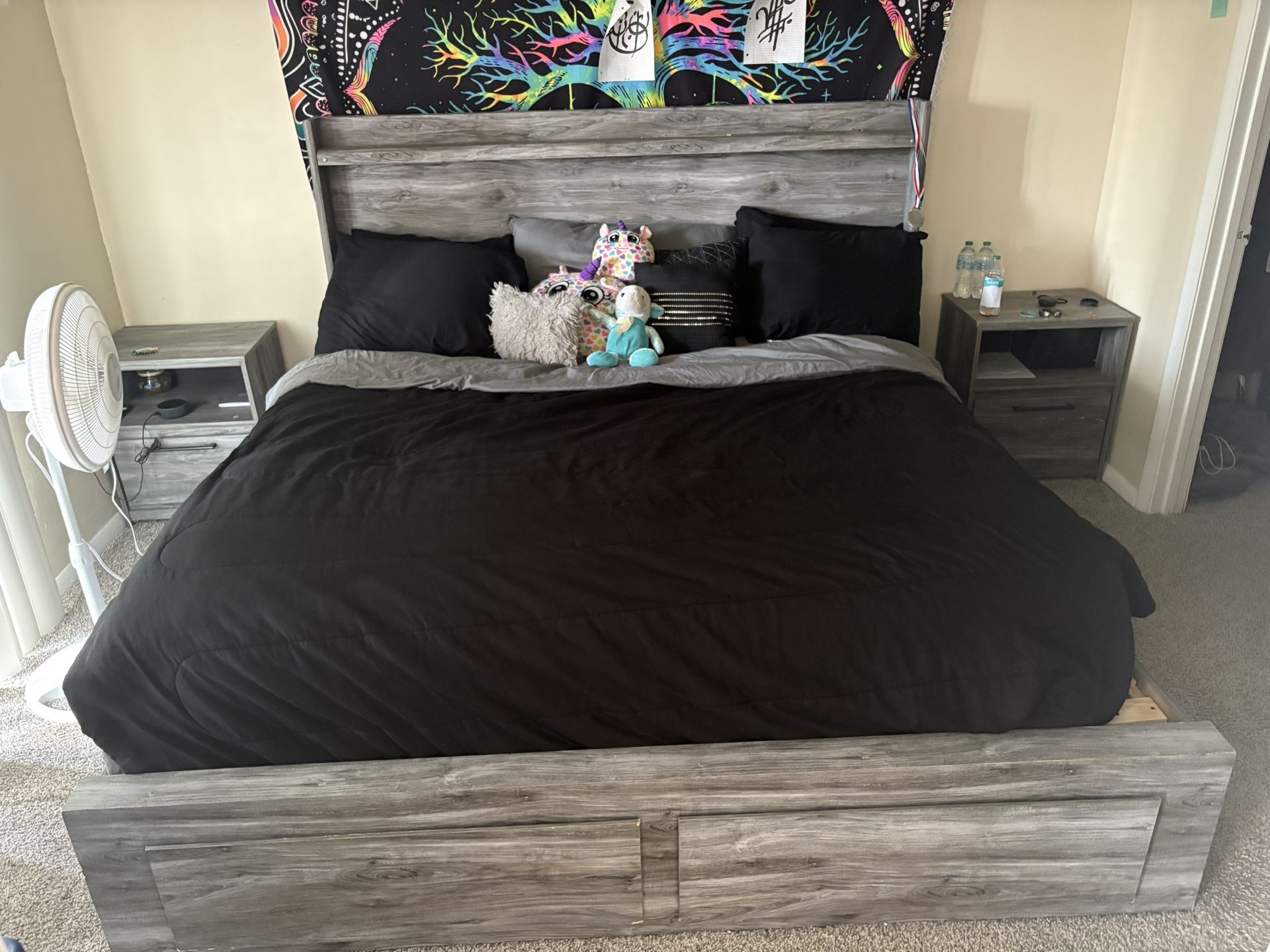 King Sized Bed Frame And Night Stands W Mattress