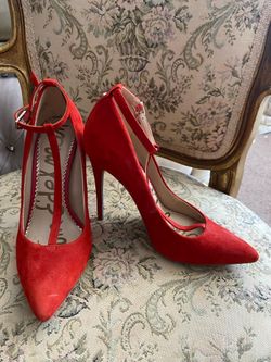 Sam Edelman size 6 Deep Orange Suede high heel shoe