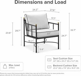 1253 h 2264h  $280  mopio Odelia 3 Piece Outdoor Furniture Set, Bistro Table and Chairs Set of 2, Premium Metal Patio Conversation Set, for Balcony, S