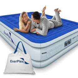 Air Mattress with Built-in Pump Double Height Inflatable Mattress Queen Size 16 inches
