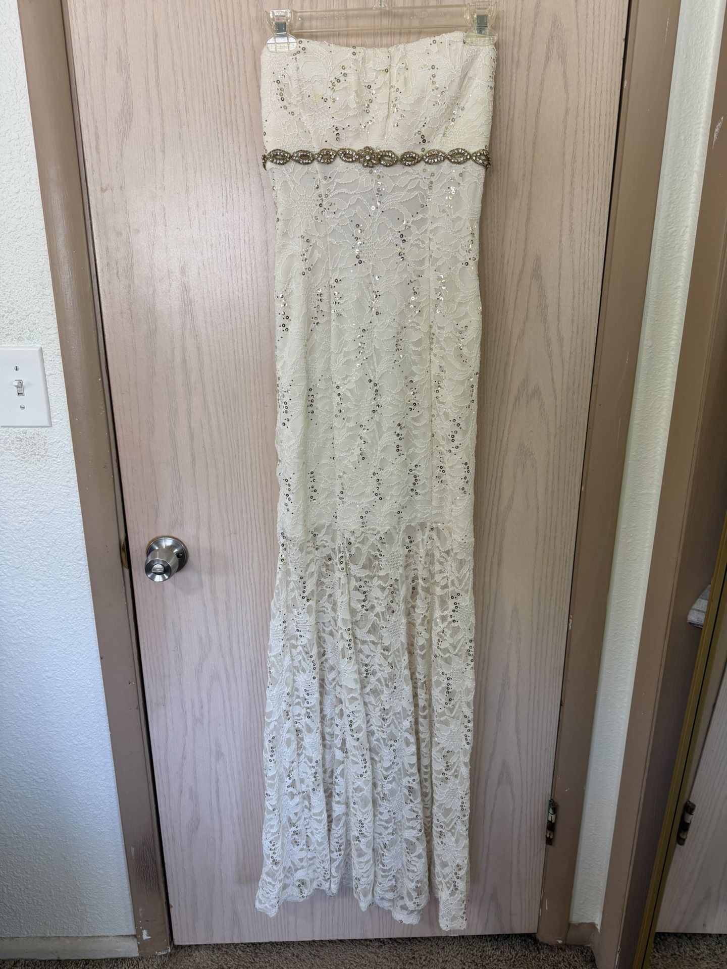 Off White With Gold Accent Dress