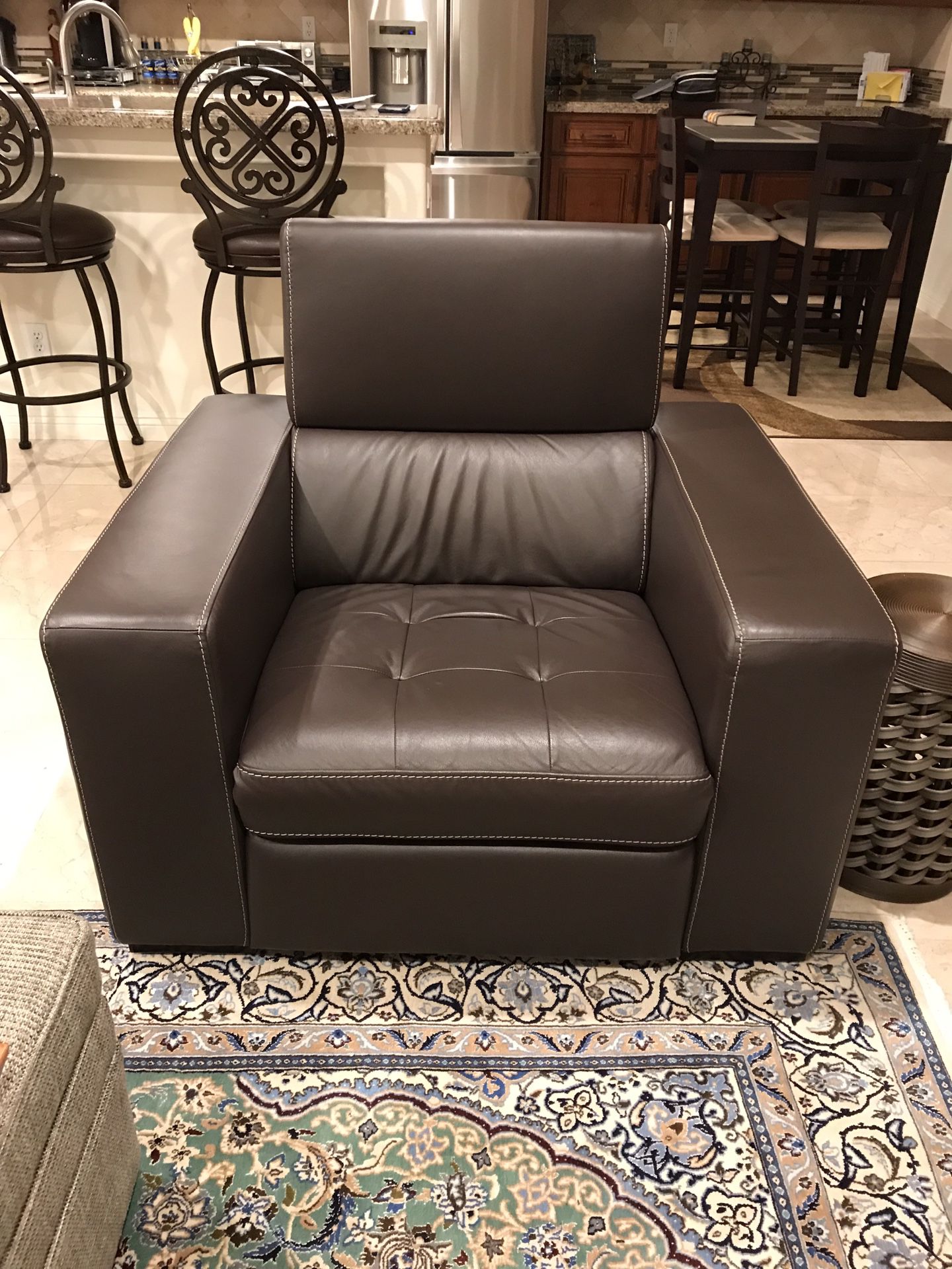 Italian High End Leather Recliner By W Schillig