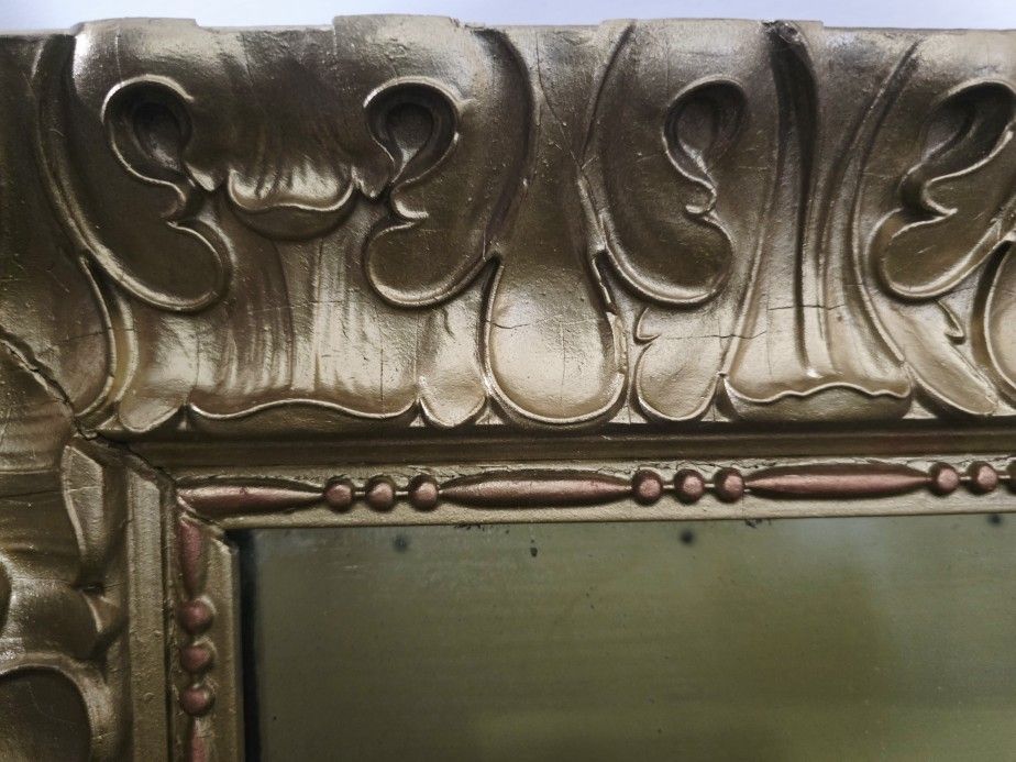 Antique Mirror with Solid Wood Gold Frame