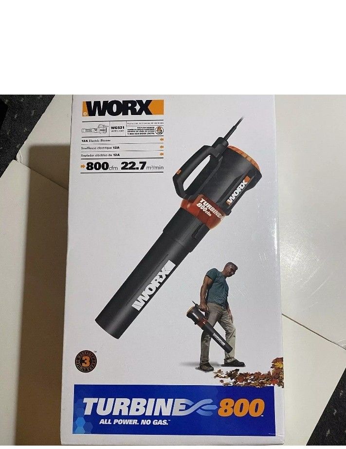 Worx Turbine 800 Cubic Feet per Minute Electric Corded Leaf Blower
, New In Box