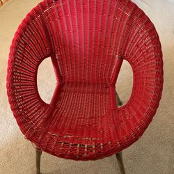 Pier One Red Wicker Chair (2 Available-Sold Separately)