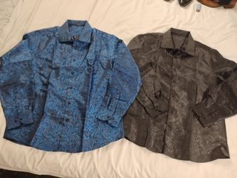 Men's Paisley Button-Up Dress Shirts – Set of 2