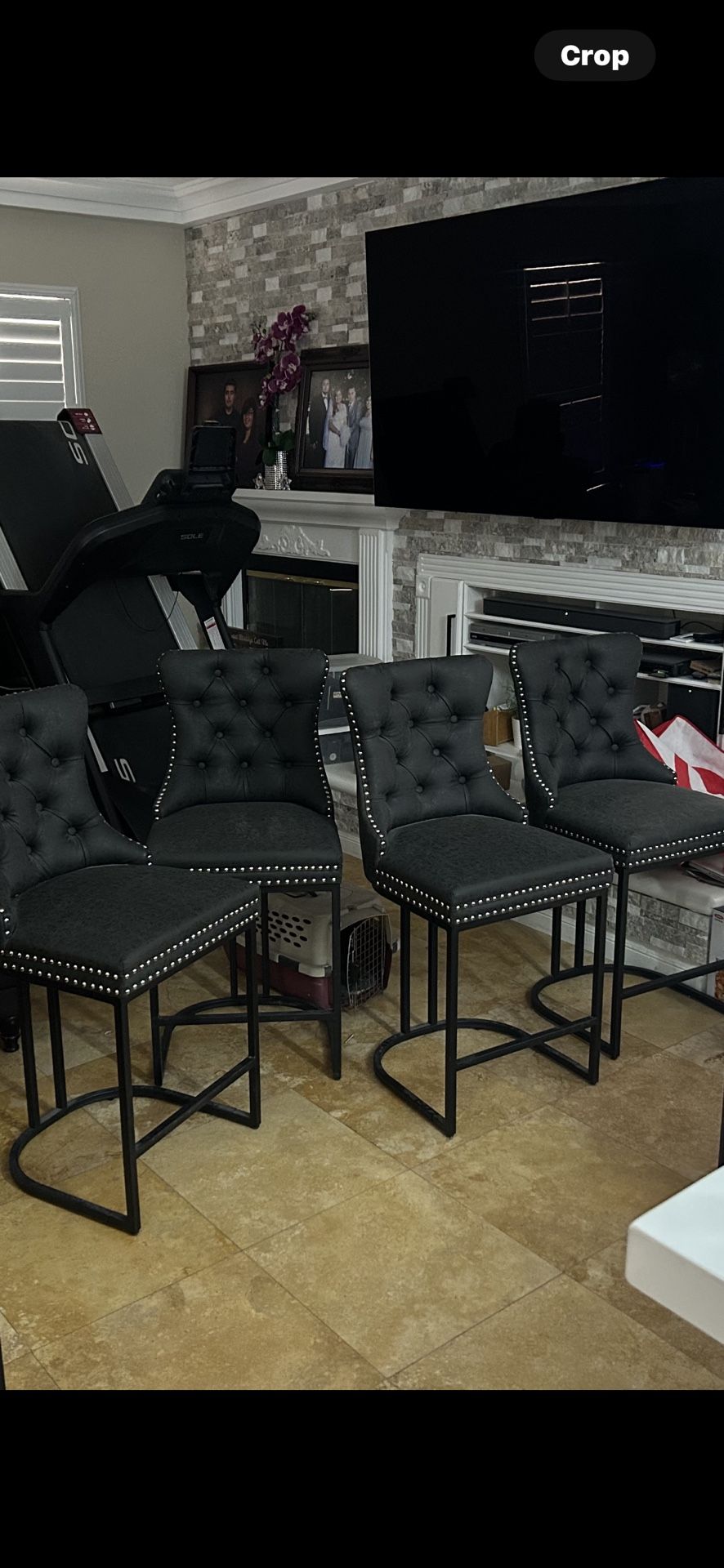 4. Black Leather Barstools