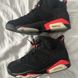 Air Jordan 6 "Infrared" Shoes Black/Red 384664-060 Men's Size 10 1/2