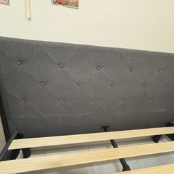 Grey Luxury Bed Frame With Headboard