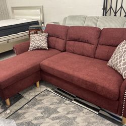 New Grey Or Red Nailhead Sectional.  Free Delivery!
