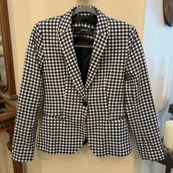 ZARA Women Black White Gingham Blazer Size Small