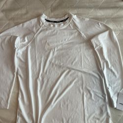 Nike Mens Long Sleeve White Atheltic Shirt 