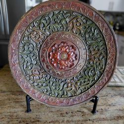 Decorative Plate Medallion Copper Scroll Design