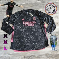 Adidas Real Madrid CF 20/21 Authentic Long Sleeve 3rd Third Soccer Jersey 