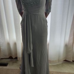 Sequined Silver Floor Length Gown- Size 2