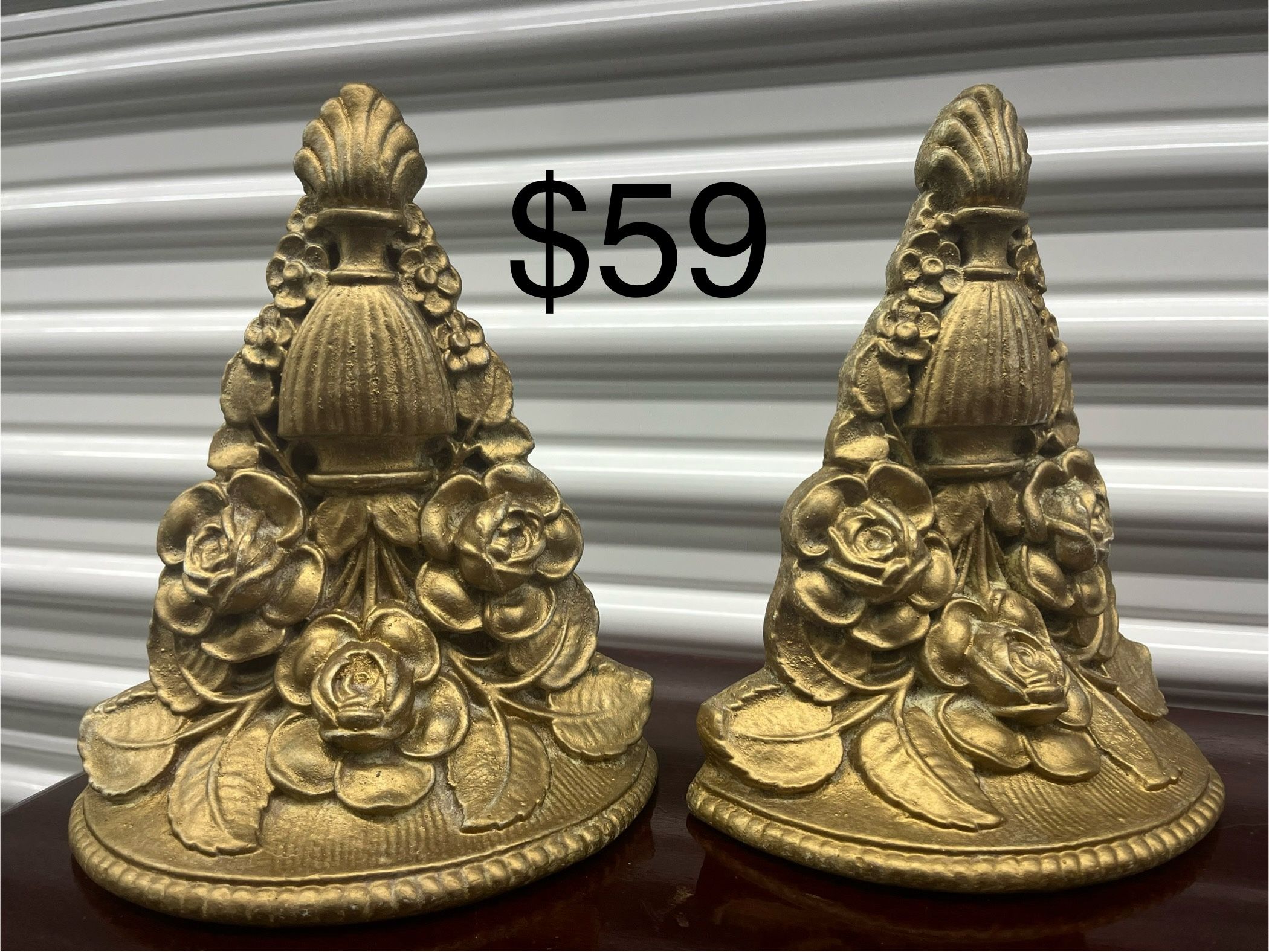 Pair of Vintage gilt gold toned floral design Sconce shelves