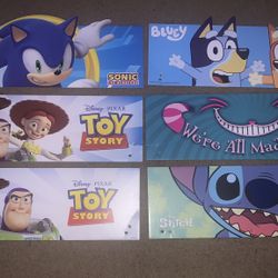 disney, bluey and sonic signs 