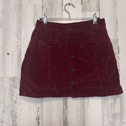 American Eagle Hi-Rise A-Line Burgundy Corduroy Mini Skirt 100% cotton
