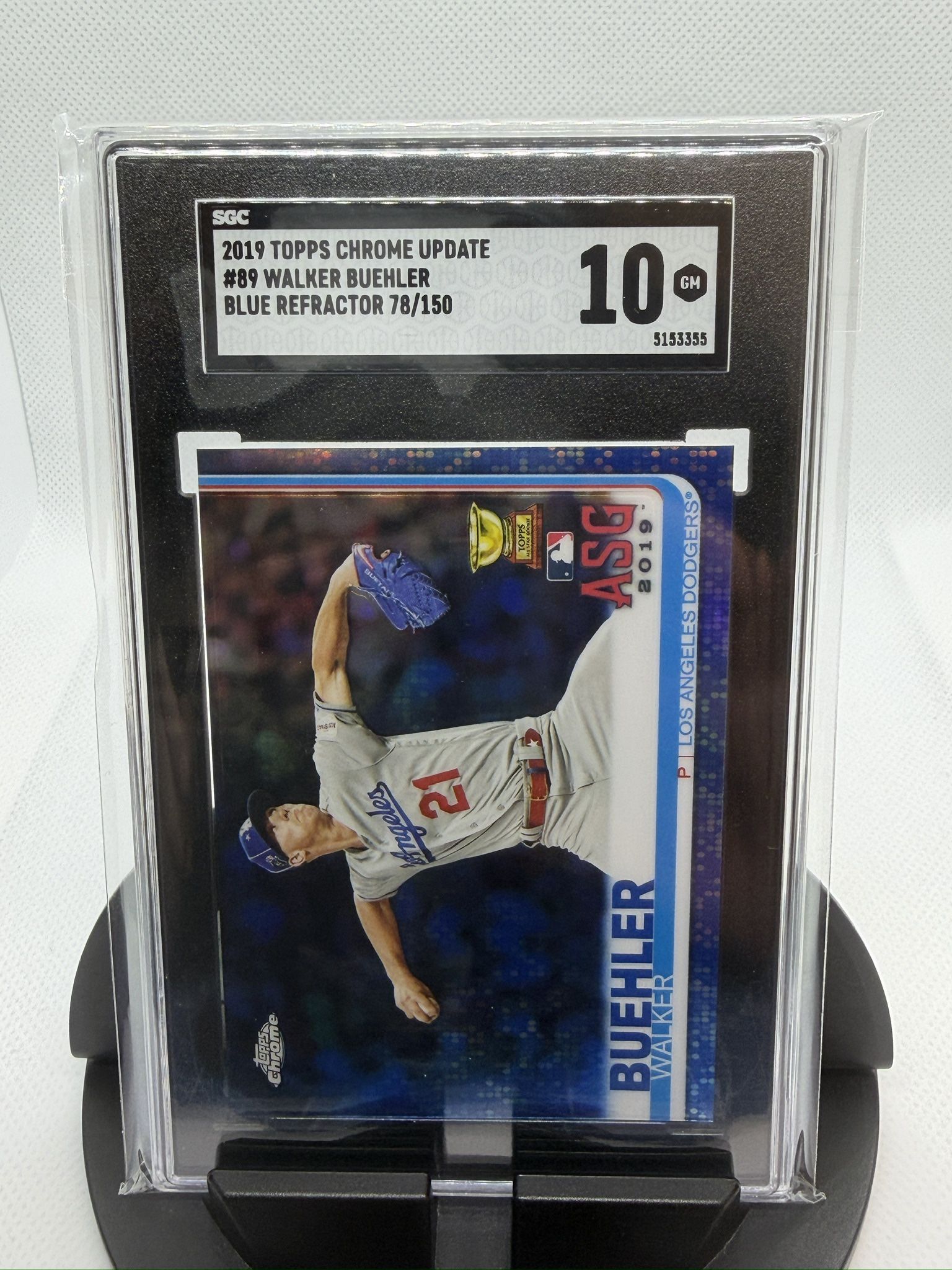2019 Topps Chrome Update Walker Buehler BLUE REFRACTOR /150 - SGC 10 GEM MINT