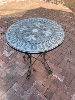 Round Mosaic Tile Top Patio Table