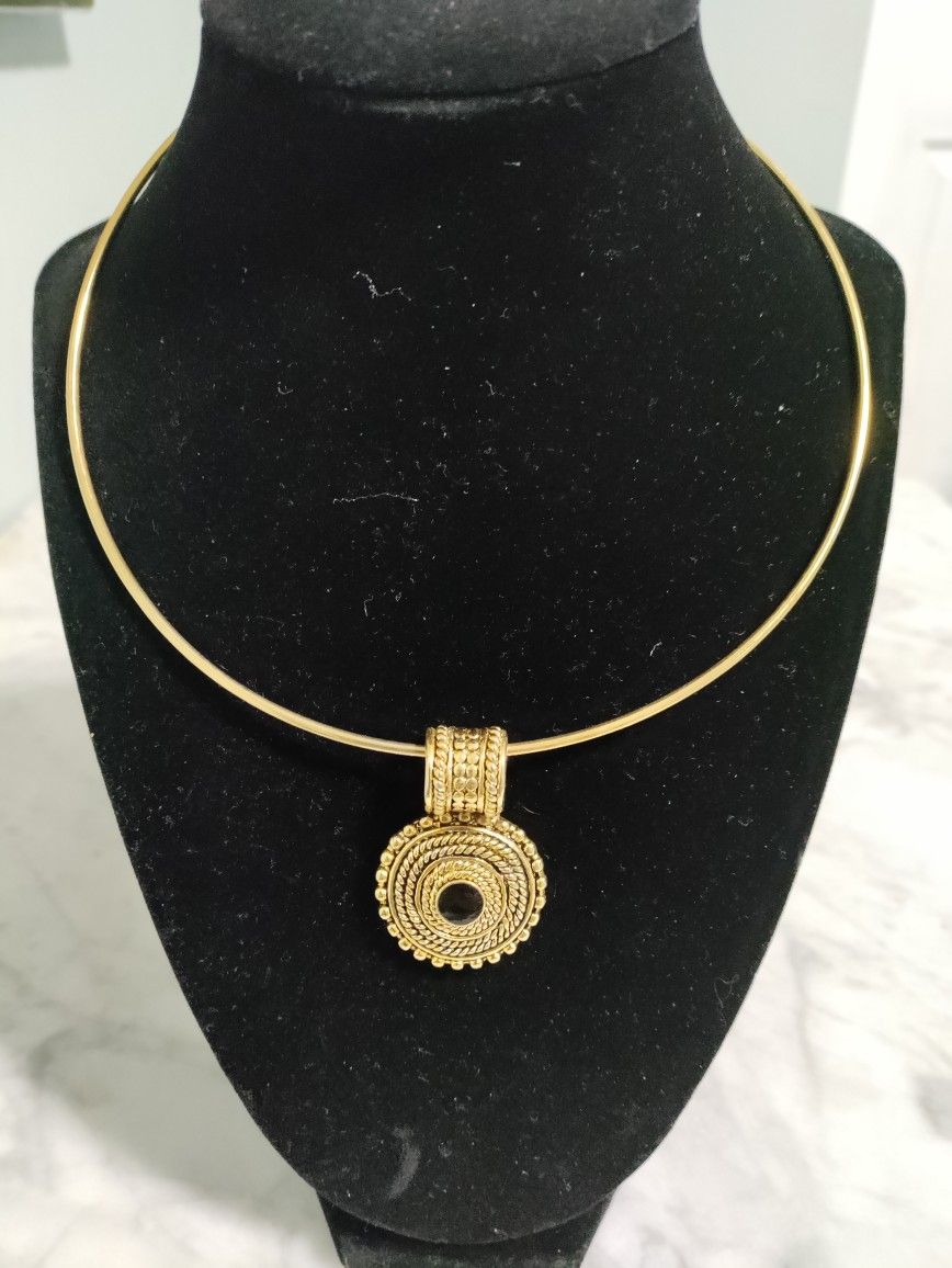 Vintage Gold Tone Copper Choker Necklace